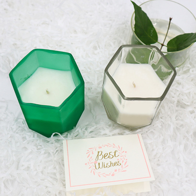 Aroma-Ausgangssojabohnenöl-Wachs-duftende Kerze mit kundengebundenem Hexagon-Kerzen-Glas für Inneneinrichtung