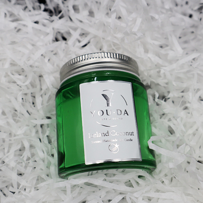Sojabohnenöl-Wachs roch selbst gemachten Mason Jar Candles Coconut Oil im grünen Glas