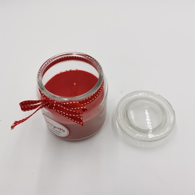 Personifiziertes rotes Paraffinwachs-wesentliches Kerzen-Licht-Glas Mason For Christmas