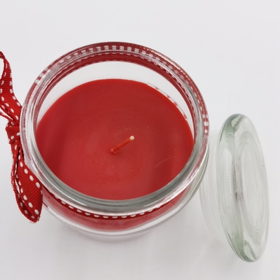 Personifiziertes rotes Paraffinwachs-wesentliches Kerzen-Licht-Glas Mason For Christmas