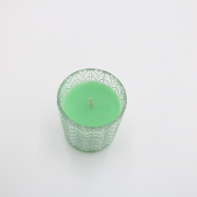 Votive Glasgefäß des kundenspezifischen Grün-7.5oz roch Kerzen-Sojabohnenöl-Wachs mit Deckeln