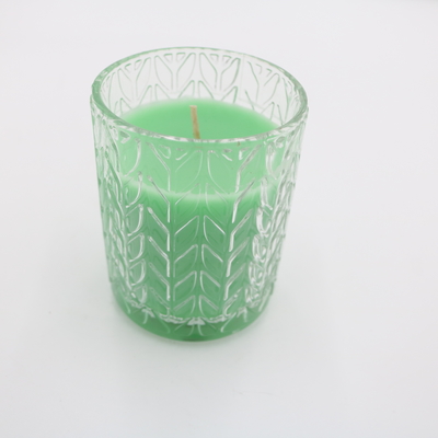 Votive Glasgefäß des kundenspezifischen Grün-7.5oz roch Kerzen-Sojabohnenöl-Wachs mit Deckeln