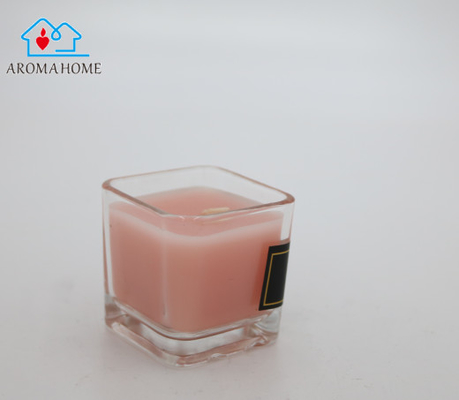 Kundenspezifische schwarze Aufkleber-Gardenia Square Glass Jar Scented-Kerze 9 Unze für Hochzeiten