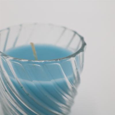 Natürliches Blau Soems bereitete 3 Unze-Glas-Kerzen im Hurrikan-Glas auf