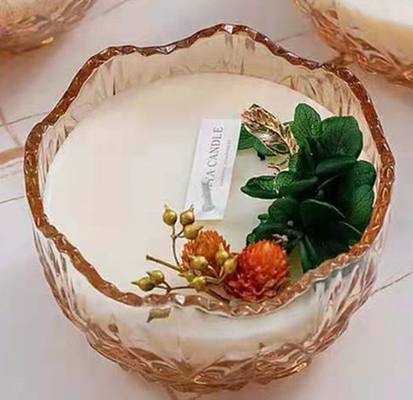 Sojabohnenöl wachsen handgemachte duftende Kerzen 10 Unze-Kerzen-Gläser mit trockener Blumen-Dekoration ein