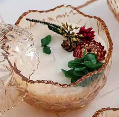 Sojabohnenöl wachsen handgemachte duftende Kerzen 10 Unze-Kerzen-Gläser mit trockener Blumen-Dekoration ein