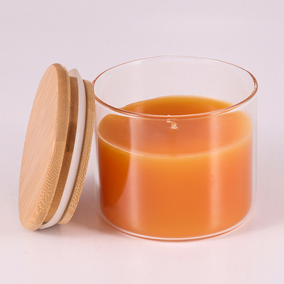 Natürliches Paraffinwachs-Aromatherapie-Aroma-Licht leuchtet 220G mit Bambusdeckel durch