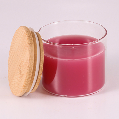 Natürliches Paraffinwachs-Aromatherapie-Aroma-Licht leuchtet 220G mit Bambusdeckel durch