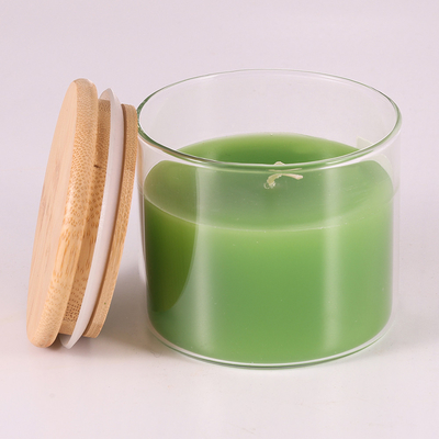 Natürliches Paraffinwachs-Aromatherapie-Aroma-Licht leuchtet 220G mit Bambusdeckel durch
