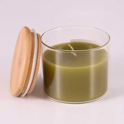 Natürliches Paraffinwachs-Aromatherapie-Aroma-Licht leuchtet 220G mit Bambusdeckel durch