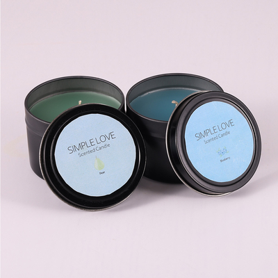 Soem 2 Unze bereitete Matte Black Tin Can Candle für Schlafzimmer auf