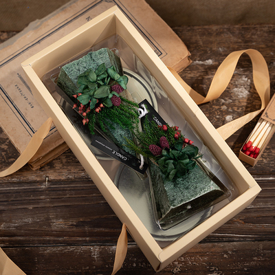 Kundengebundenes Sojabohnenöl-duftendes Kerzen-Weihnachtsweihnachtsbaum-Geschenk stellte 2pk ein