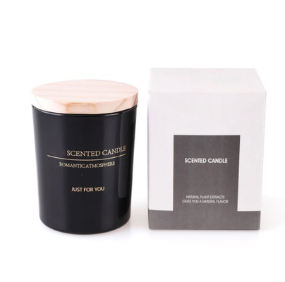 Aromatherapie-Sojabohnenöl-Aroma-Ausgangskerze 5Oz des Schwarz-EN15493 weiße mit hölzernem Deckel