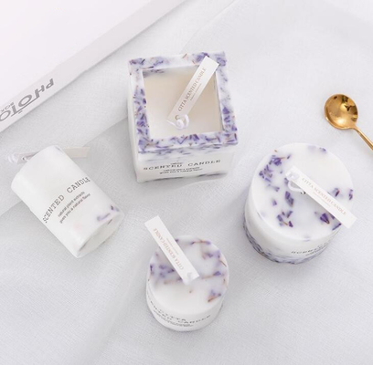 Aroma-Naturmenschen des Lavendel-ätherischen Öls rochen Säulen-Kerzen runden und Quadrat