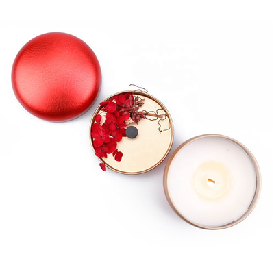 Runde ODM 6 Unze Tin Container Candle Red Green mit Kaffeebohne