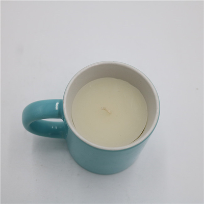 Aroma-Ausgangsroch glänzende blaue runde Tee-Schale keramische Sojabohnenöl-Kerze 5.5oz